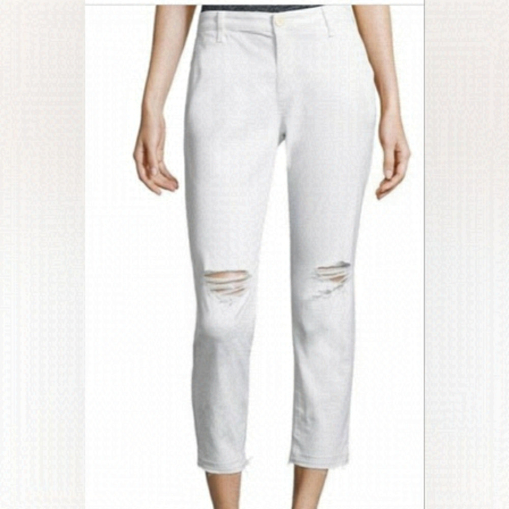 AG Adriano Goldschmied The Tristan White Distressed Tailored Trousers size 28
